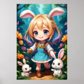 Fantasy Beautiful Niedlich Girl Rabbit Poster (Vorne)