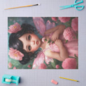 Fantasy Beautiful Pink Fairy Girl Decoupage Seidenpapier (Basteln)