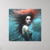 Fantasy Beautiful Red Hair Mermaid Prinzessin Leinwanddruck (Vorderseite)