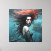 Fantasy Beautiful Red Hair Mermaid Prinzessin Leinwanddruck (Vorderseite)