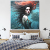 Fantasy Beautiful Red Hair Mermaid Prinzessin Leinwanddruck (Insitu (Schlafzimmer))