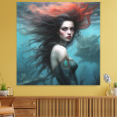 Fantasy Beautiful Red Hair Mermaid Prinzessin Leinwanddruck (Insitu (Wohnzimmer))