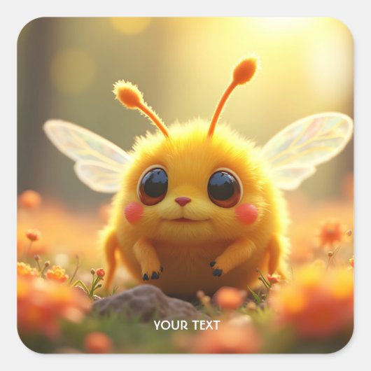 Fantasy Bee Bug Sun Quadratischer Aufkleber (Vorderseite)