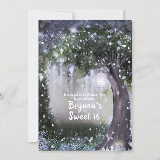 Fantasy Bezauberter Lavendel Liebe Forest Sweet 16 Einladung (Vorderseite)