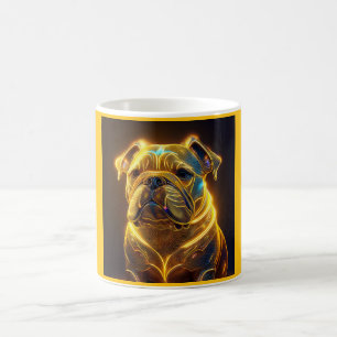 Fantasy-Bild Neon-Gelber Englischer Bulldogge Kaffeetasse