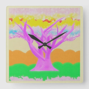Fantasy-Bilderparade mit weichen Gipsfarben Quadratische Wanduhr