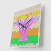Fantasy-Bilderparade mit weichen Gipsfarben Quadratische Wanduhr (Winkel)