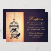 Fantasy Bird Cage mit Gold Ribbon Empfang Einladung (Vorne/Hinten)