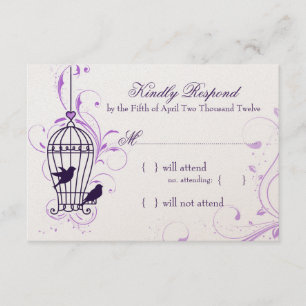 Fantasy Bird Cage mit Wirbel Eggplant UAWG RSVP Karte