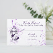 Fantasy Bird Cage mit Wirbel Eggplant UAWG RSVP Karte (Stehend Vorderseite)