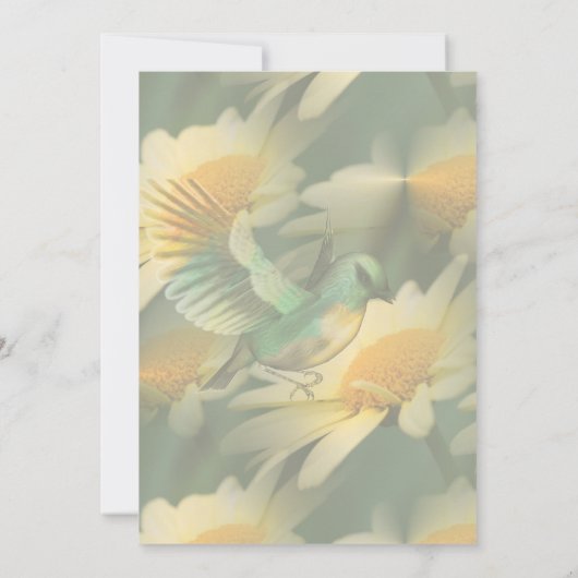 Fantasy Bird on Daisies Party Einladung (Rückseite)