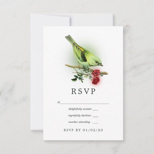 Fantasy Bird Wedding RSVP Karte (Vorderseite)