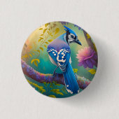 Fantasy Birds Blue Jay Button (Vorderseite)