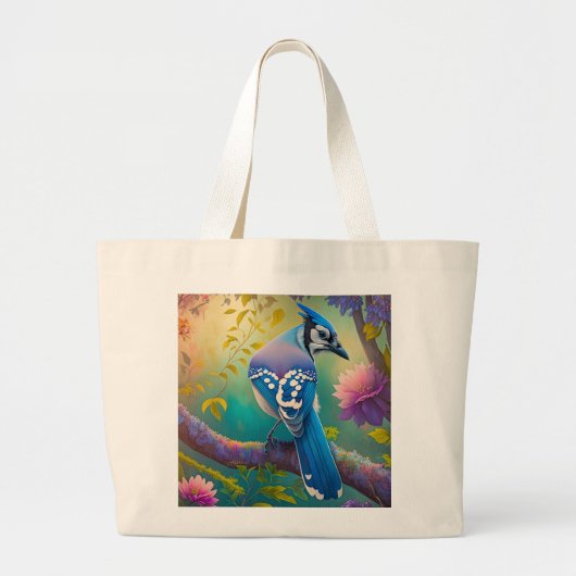 Fantasy Birds Blue Jay Jumbo Stoffbeutel (Vorne)