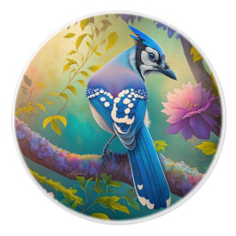 Fantasy Birds Blue Jay Keramikknauf
