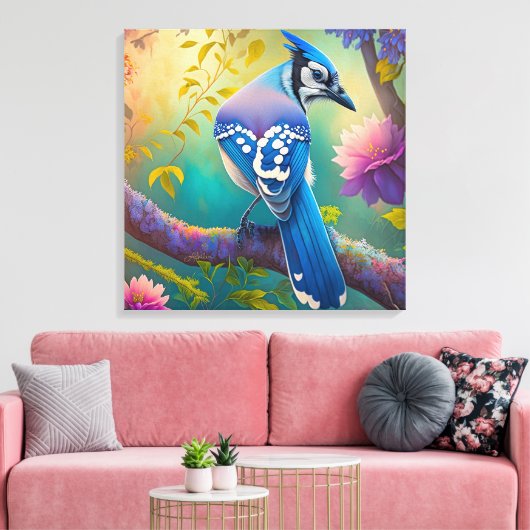 Fantasy Birds Blue Jay Leinwanddruck (Insitu (Wohnzimmer))