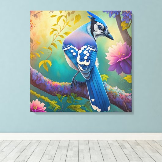 Fantasy Birds Blue Jay Leinwanddruck (Insitu (Holzboden))