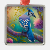 Fantasy Birds Blue Jay Ornament Aus Metall (Vorne)
