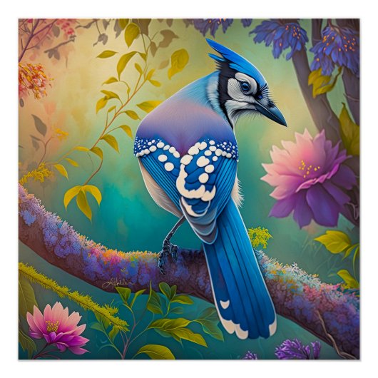 Fantasy Birds Blue Jay Poster (Vorderseite)
