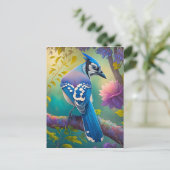 Fantasy Birds Blue Jay Postkarte (Stehend Vorderseite)