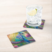 Fantasy Birds Blue Jay Rechteckiger Pappuntersetzer (Vor Ort)