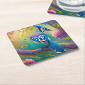 Fantasy Birds Blue Jay Rechteckiger Pappuntersetzer (angewinkelt)