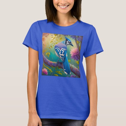 Fantasy Birds Blue Jay T-Shirt (Vorderseite)