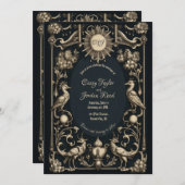Fantasy Birds Gothic Wedding Einladung Dunkel (Vorne/Hinten)