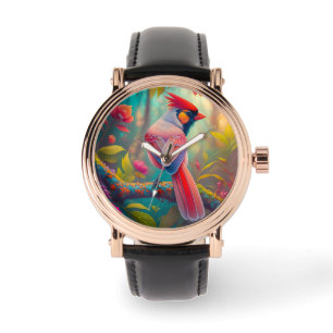 Fantasy Birds Männlicher Kardinal Armbanduhr
