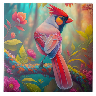 Fantasy Birds Männlicher Kardinal Fliese