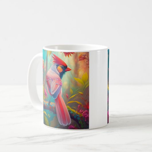 Fantasy Birds Männlicher Kardinal Kaffeetasse (Vorderseite Links)