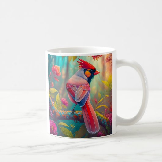 Fantasy Birds Männlicher Kardinal Kaffeetasse (Rechts)