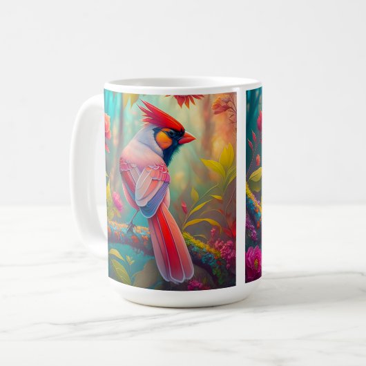 Fantasy Birds Männlicher Kardinal Kaffeetasse (Vorderseite Links)