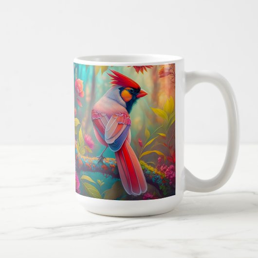 Fantasy Birds Männlicher Kardinal Kaffeetasse (Rechts)