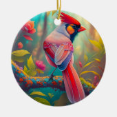 Fantasy Birds Männlicher Kardinal Keramik Ornament (Vorne)