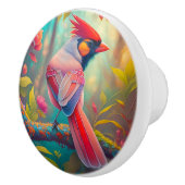Fantasy Birds Männlicher Kardinal Keramikknauf (Rechts)
