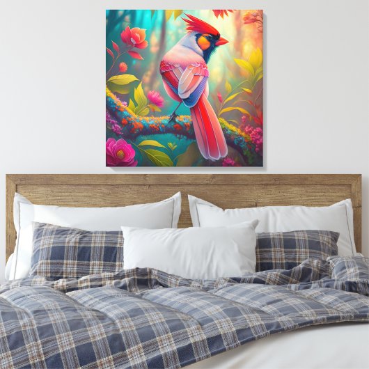 Fantasy Birds Männlicher Kardinal Leinwanddruck (Insitu (Schlafzimmer))