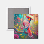 Fantasy Birds Männlicher Kardinal Magnet (Vorderseite/Rückseite)