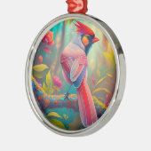 Fantasy Birds Männlicher Kardinal Ornament Aus Metall (Links)