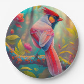 Fantasy Birds Männlicher Kardinal Pappteller (Vorderseite)