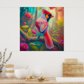 Fantasy Birds Männlicher Kardinal Poster (Küche)