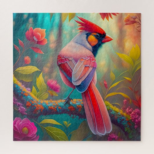 Fantasy Birds Männlicher Kardinal Puzzle (Vertikal)