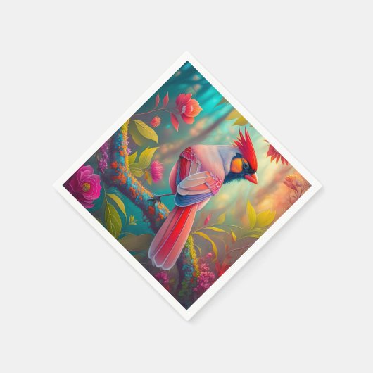 Fantasy Birds Männlicher Kardinal Serviette (Ecke)