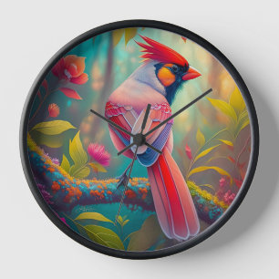 Fantasy Birds Männlicher Kardinal Uhr