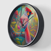 Fantasy Birds Männlicher Kardinal Uhr (Winkel)