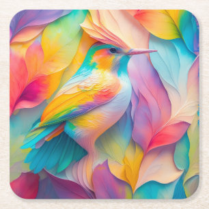 Fantasy Birds Silk Bird Rechteckiger Pappuntersetzer