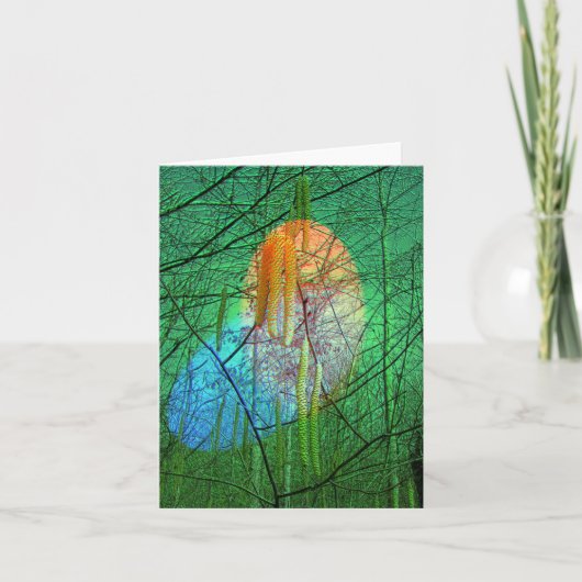 Fantasy Birke Catkins Note Card Feiertagskarte (Vorderseite)
