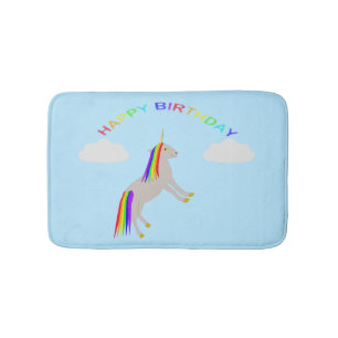 Fantasy Birthday Unicorn Regenbogen und Wolken Badematte