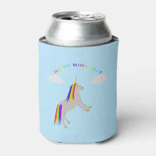 Fantasy Birthday Unicorn Regenbogen und Wolken Dosenkühler