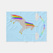 Fantasy Birthday Unicorn Regenbogen und Wolken Fleecedecke (Vorderseite (Horizontal))